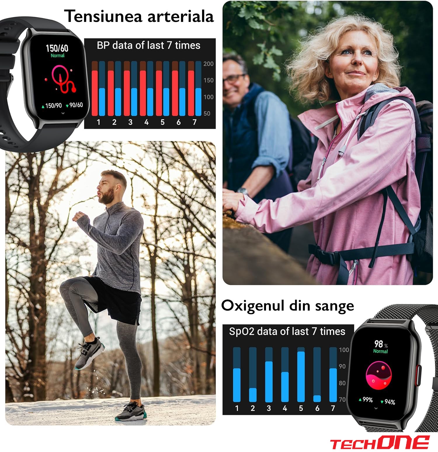 Ceas Smartwatch TechONE Wand Pro, Negru Ceas Smartwatch TechONE Wand Pro, Negru